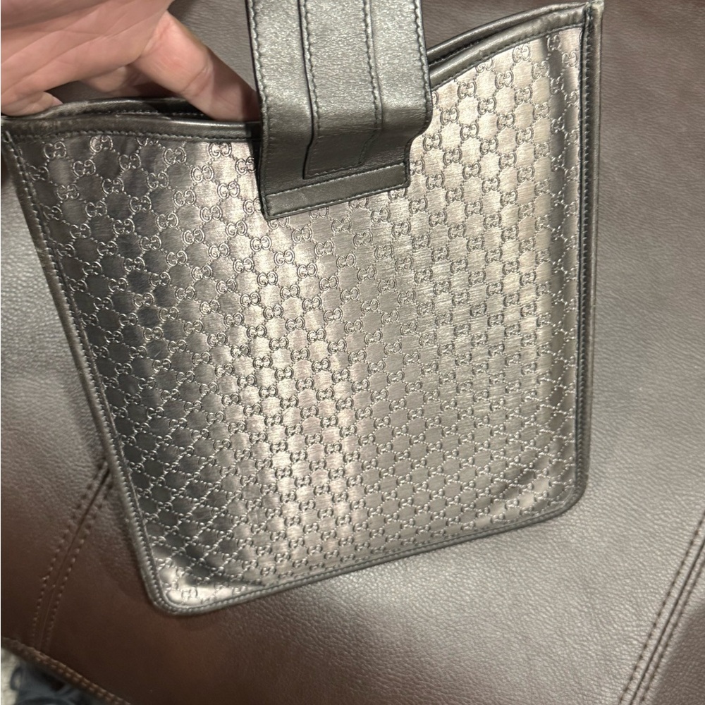 Gucci Silver Metallic Monogram Tablet Sleeve - image 1